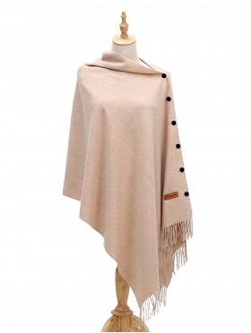 Cashmere Feeling Shawl w/ Openable Black Button Details